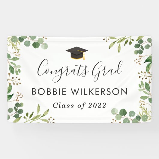 Banderoles Eucalyptus Green Feuilles Fêtes de Graduation (Horizontal)