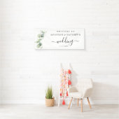 Banderoles Eucalyptus Mariage Script de verdure (En situation)