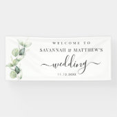 Banderoles Eucalyptus Mariage Script de verdure (Horizontal)