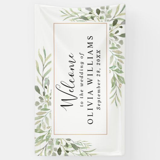 Banderoles Eucalyptus Vert Mariage simple (Vertical)