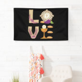 Banderoles Eucharis 1ère Communion catholique pour les filles (En situation)