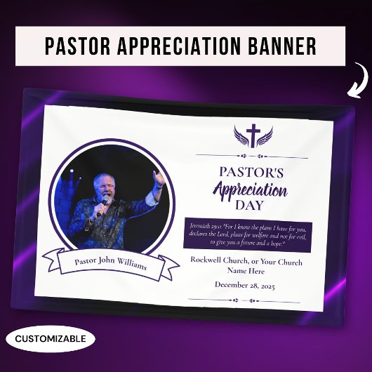 Banderoles Événement d'appréciation du pasteur noir violet de