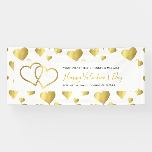BANDEROLES ÉVÉNEMENT HEUREUSE SAINTE-VALENTIN GOLD HEARNER (Horizontal)