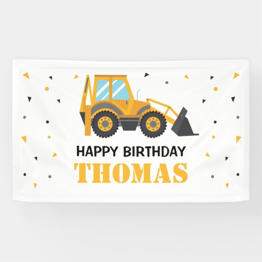Banderoles Excavator Construction Birthday backdrop (Horizontal)