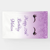 Banderoles Eyelashes rose et noir élégant sur Parties scintil (Horizontal)