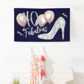 Banderoles Fabuleux 40 Modern Navy Blue Girl 40e anniversaire (En situation)