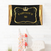 Banderoles fabuleux 50 Black Gold Crown Drapes fête d'anniver (En situation)