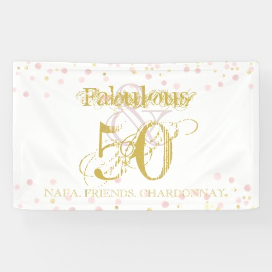 Banderoles Fabuleux & 50 Elégant Confetti Rose Or Anniversair (Horizontal)