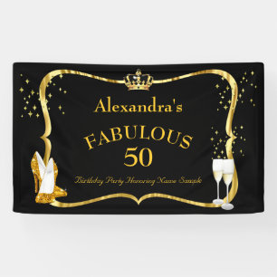 Banderoles fabuleux 50 talons d'or noir Champagne Anniversair