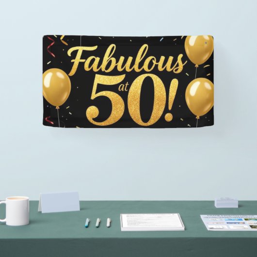 Banderoles Fabuleux à 50 Gold Parties scintillant Anniversair (Salon professionnel)
