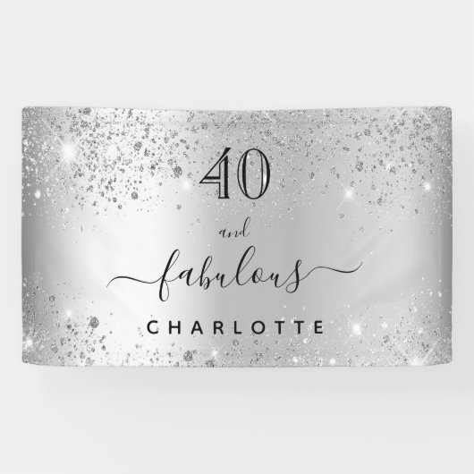 Banderoles Fabuleux anniversaire argent parties scintillant n (Horizontal)