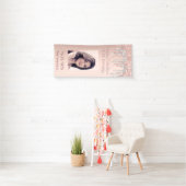 Banderoles Fabuleux anniversaire rose or photo argent gouttes (En situation)