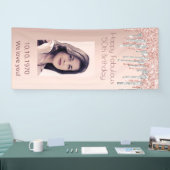 Banderoles Fabuleux anniversaire rose or photo argent gouttes (Salon professionnel)