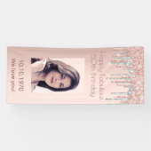 Banderoles Fabuleux anniversaire rose or photo argent gouttes (Horizontal)