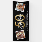 Banderoles Fabulous 50th Happy Birthday Photo Black Gold (Vertical)