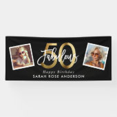 Banderoles Fabulous 50th Happy Birthday Photo Black Gold (Horizontal)