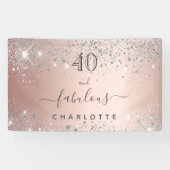 Banderoles Fabulous birthday rose gold silver glitter name (Horizontal)