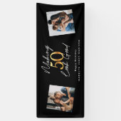 Banderoles Faire 50 apparence bon or et noir Anniversaire (Vertical)