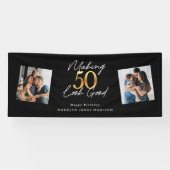 Banderoles Faire 50 apparence bon or et noir Anniversaire (Horizontal)