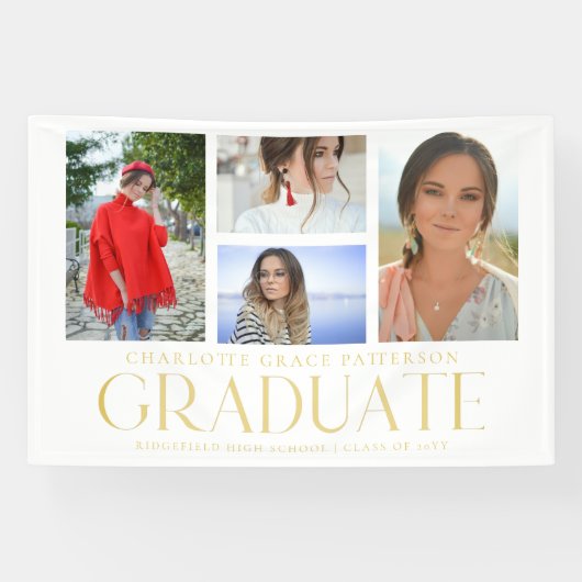 Banderoles Faire-part de graduation multi-photo de script sim (Horizontal)