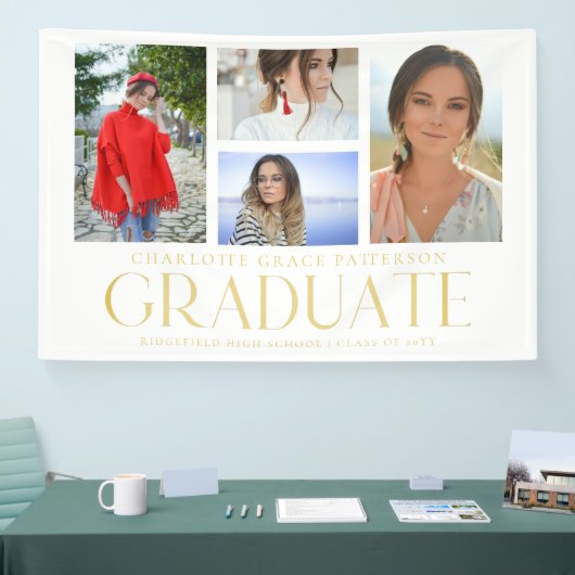Banderoles Faire-part de graduation multi-photo de script sim (Salon professionnel)
