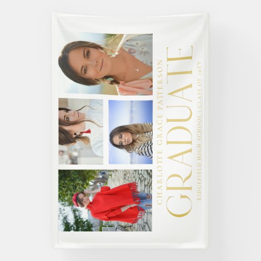 Banderoles Faire-part de graduation multi-photo de script sim (Verticale)