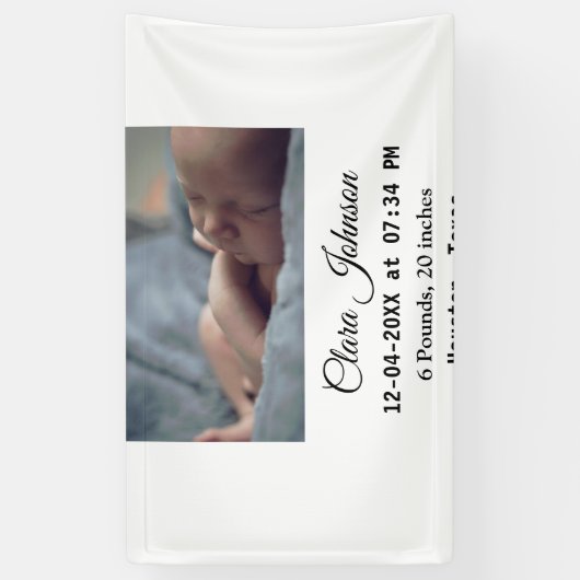Banderoles Faire part de naissance ajouter photo date heure l (Vertical)