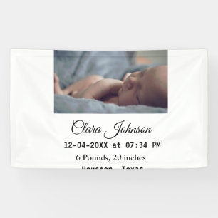 Banderoles Faire part de naissance ajoutez photo date heure l