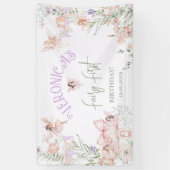 Banderoles Fairy First Birthday Enchanted garden Whimsical (Vertical)