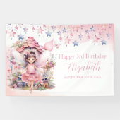 Banderoles Fairy pink forest Happy Birthday  backdrop banner (Horizontal)