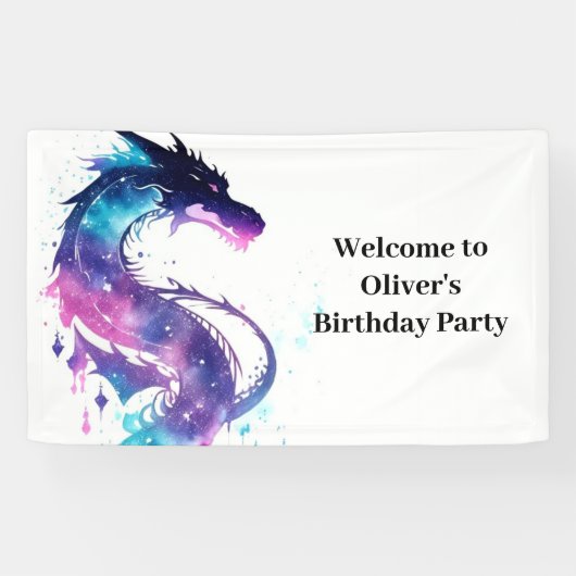 Banderoles Fairy Tale Dragon Adventure Birthday Banner (Horizontal)