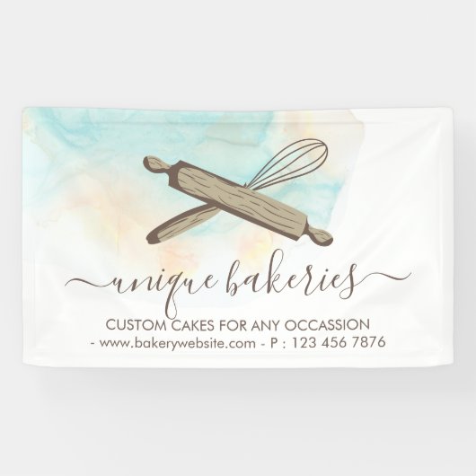 Banderoles Faisateurs de gâteaux de Cercle Jaune Bleu (Horizontal)