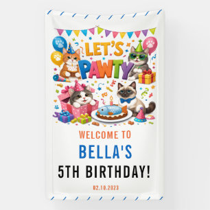 Banderoles Faisons la Fête au Chat 5ème Anniversaire Joyeux
