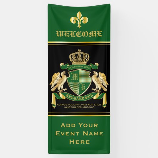 Banderoles Faites votre propre blason Green Gold Eagle Emblem (Vertical)