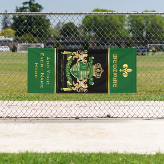 Banderoles Faites votre propre blason Green Gold Lion Emblem (En situation)