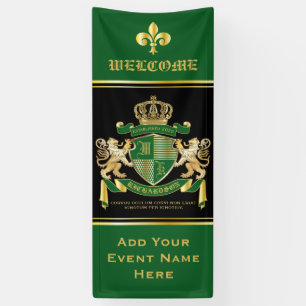 Banderoles Faites votre propre blason Green Gold Lion Emblem