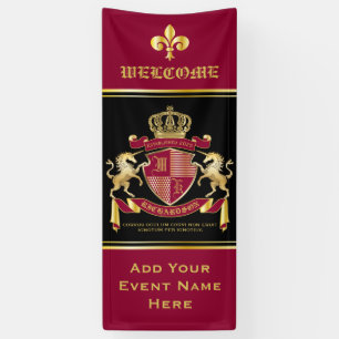 Banderoles Faites votre propre blason Red Gold Unicorn Emblem