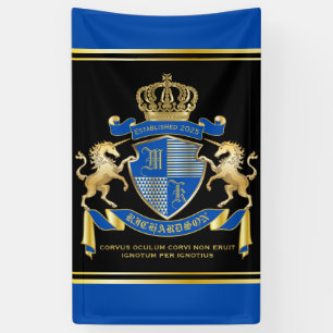 Banderoles Faites votre propre blason Unicorn Emblem Bleu