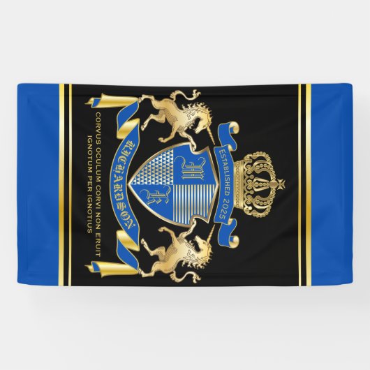 Banderoles Faites votre propre blason Unicorn Emblem Bleu (Horizontal)