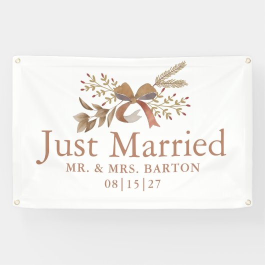 Banderoles Fall Bow Just Married Car Banner (Horizontal)