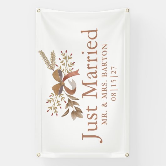 Banderoles Fall Bow Just Married Car Banner (Verticale)