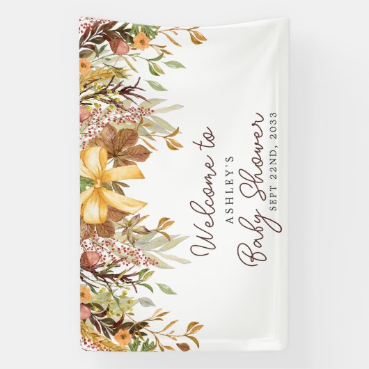 Banderoles Fall Foliage Floral Baby Shower Welcome (Verticale)