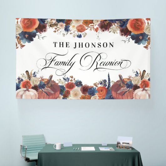 Banderoles Family Reunion autumn fall pumpkins backdrop (Salon professionnel)