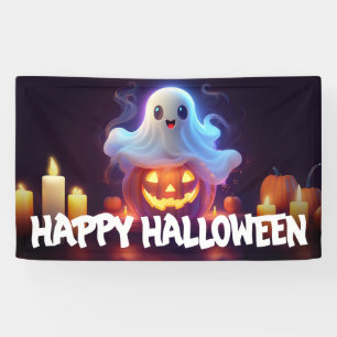 Banderoles Fantôme et Citrouille Bonne Halloween