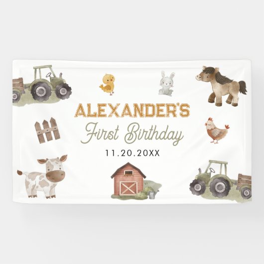 Banderoles Farm Animals 1st Birthday Party (Horizontal)