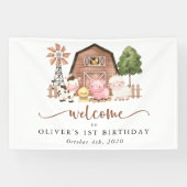 Banderoles Farm Animals, Cute Animals, First Birthday Welcome (Horizontal)