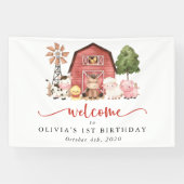 Banderoles Farm Animals, Cute Animals, First Birthday Welcome (Horizontal)