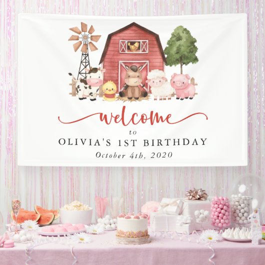 Banderoles Farm Animals, Cute Animals, First Birthday Welcome (Fête)
