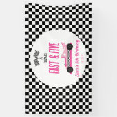 Banderoles Fast & Five Pink Race Car 5ème anniversaire (Vertical)