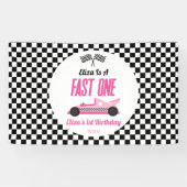 Banderoles Fast One Pink Race Car Premier Anniversaire (Horizontal)